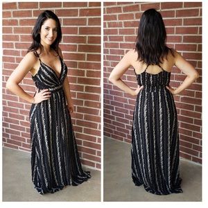 *Restocked* Black V-Neck Maxi Boho Dress